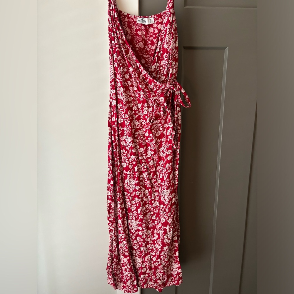 Red Floral Printed Wrap Dress